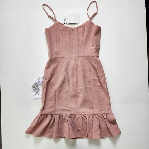 Dress The Population Mira Mini Dress S Ruffle Hem Blush Pink Bodycon NWT - Picture 9 of 12
